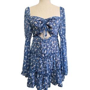 Revolve MAJORELLE Ailish Mini Dress Blue Ditsy Floral Size Small